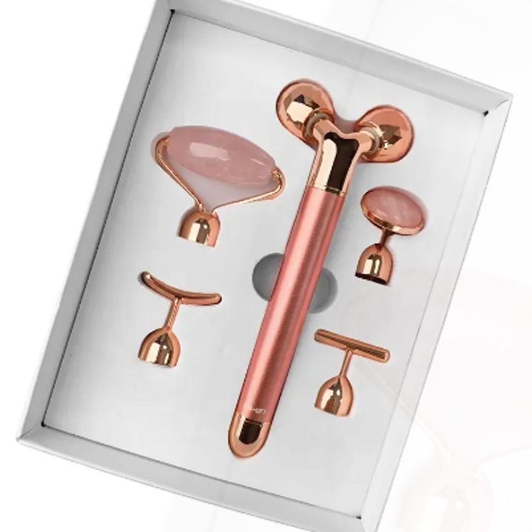 2024 Mainit na Pagbebenta ng Rose Quartz Vibrating 5 sa 1 Electric Jade Roller