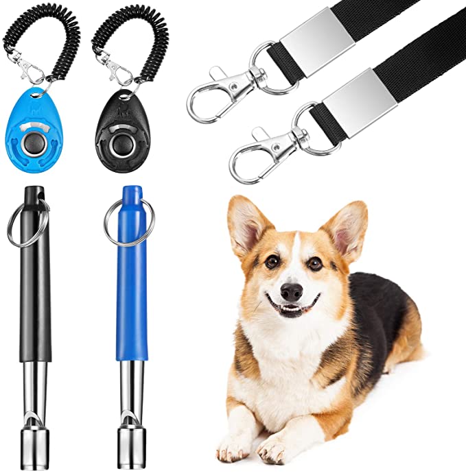 6 pcs Adjustable Dog Training Whistle na may Clicker Kit