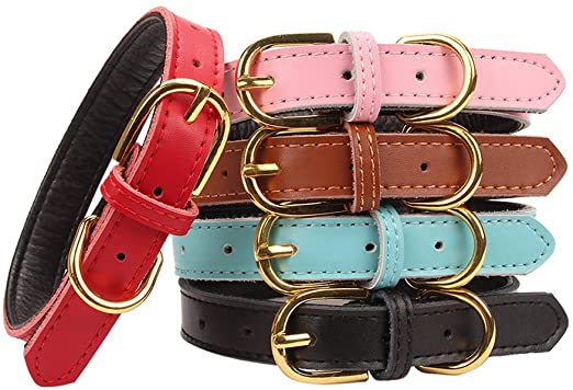 Naaayos na Luxury Padded Pet Soft na PU Skin Dog Collar