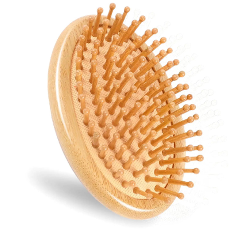 Bamboo massage kahoy na portable anti-static mini hairbrush