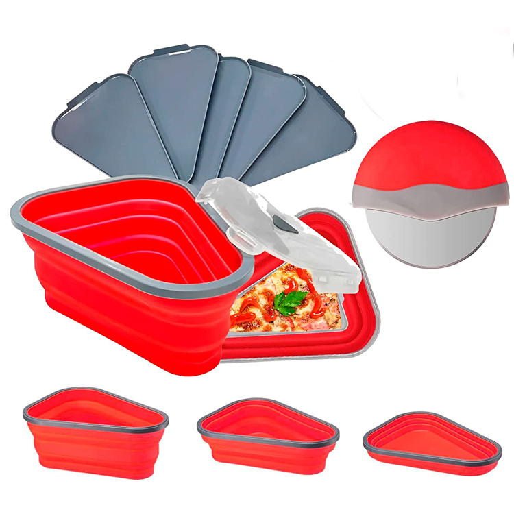 Nako-collaps na Pizza Slicer Storage Container na may Serving Tray