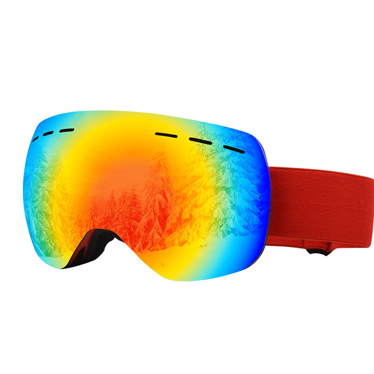 Kulay ng pinainit na ski goggles anti-fog uv snow glass safety goggle