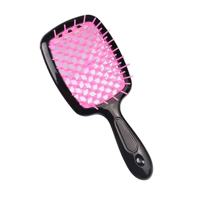 Makukulay na guwang na malawak na ngipin detangling square curly hair brush