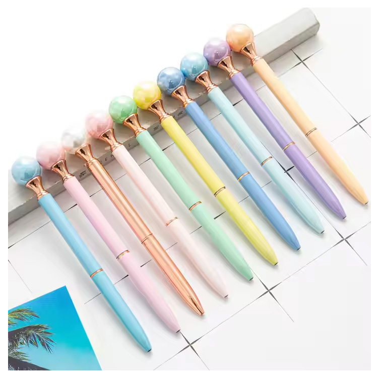 Pasadyang logo 1.0mm perlas ballpoint pen multi-color metal na katawan