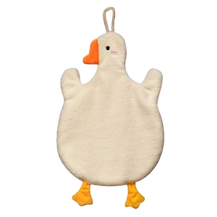 Pasadyang logo puting pato na nakabitin ang kamay swan towel