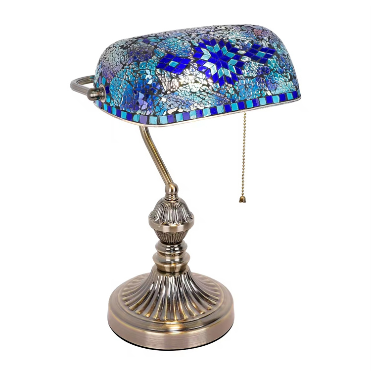 Dekorasyon na Stained Glass Bankers Mosaic Style Table Lamp