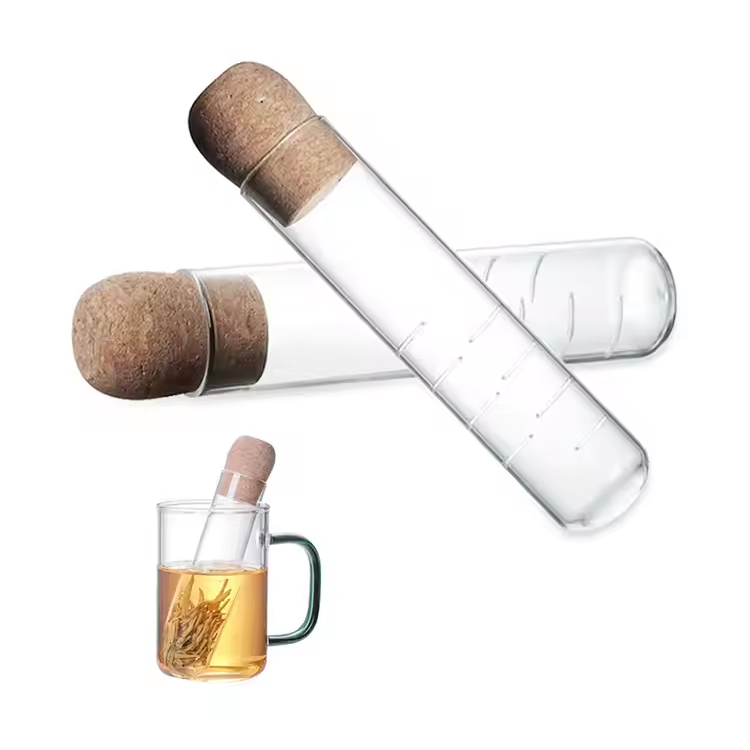 Disenyo ng tubo ng tubo borosilicate glass tea infuser strainer