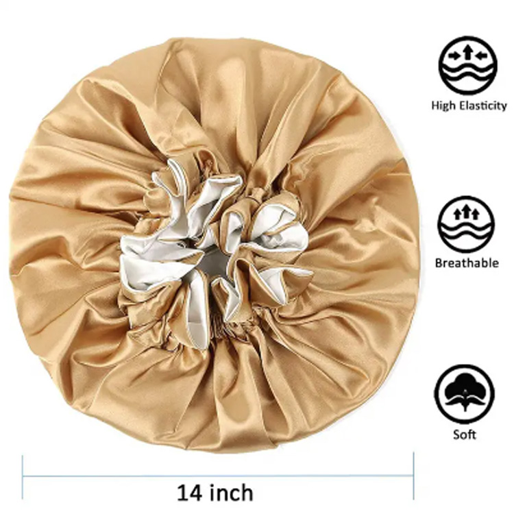Designer Fashion Double Layer Satin Malaking Babae Shower Cap