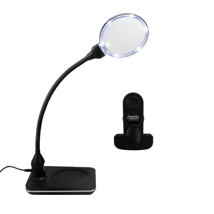 Flexible Arm LED Magnifying Glass Lens Craft Table Lamp