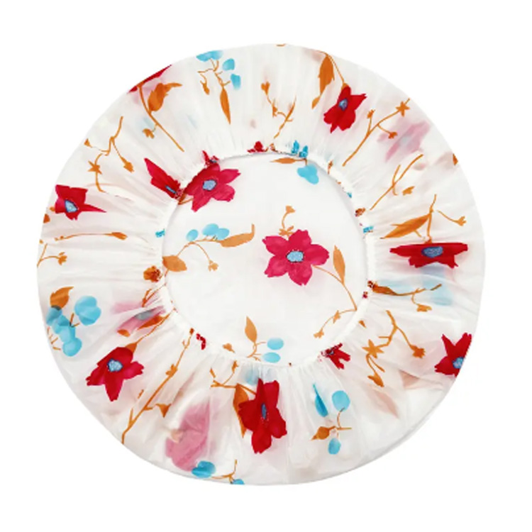 Floral plastic mahabang buhok na hindi tinatagusan ng tubig makulay na shower cap