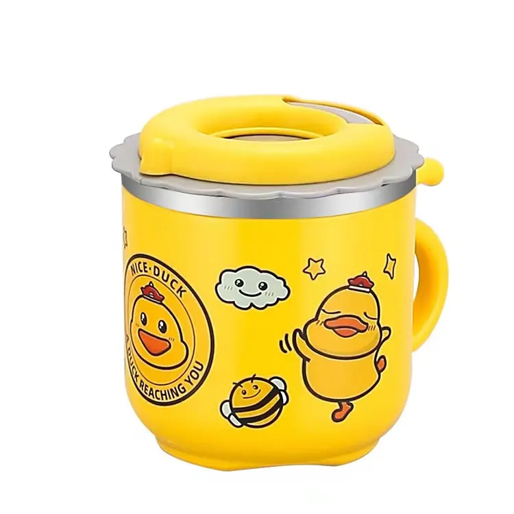Pagkain Safe Straw Cute Yellow Duck Leak Proof Kids Child Child Cup