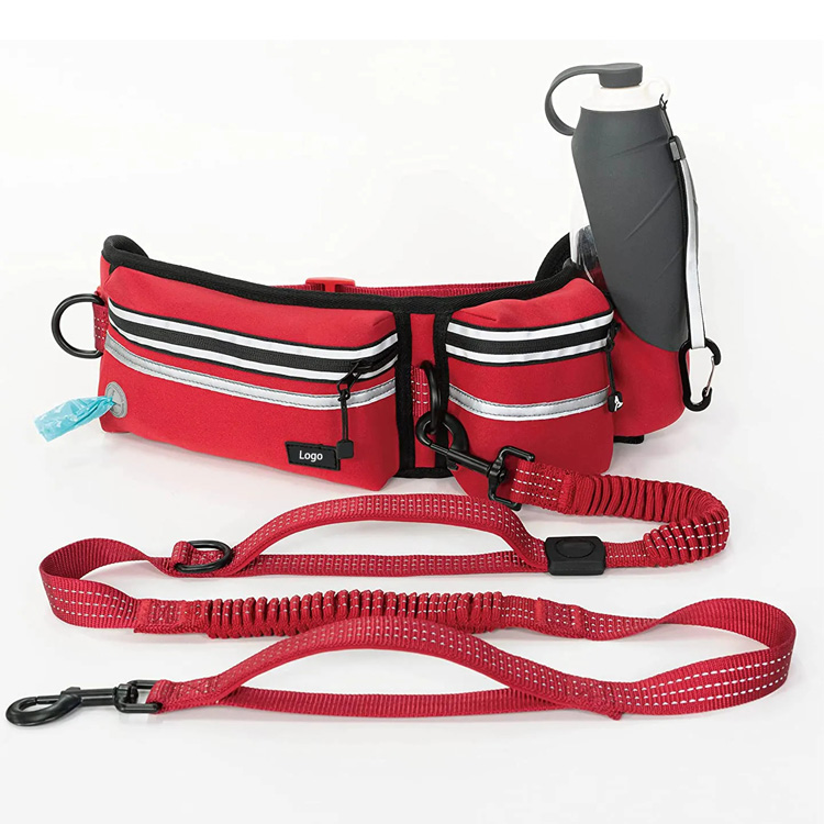 Hands Free Walking Belt Dog Leash na may Waist Bag