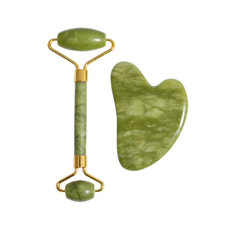 Mataas na kalidad na facial massager natural gua sha green jade roller