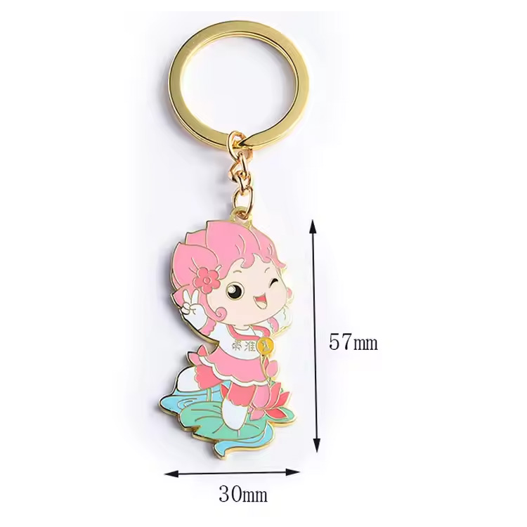 Mataas na kalidad ng mga wholesales pasadyang logo metal gintong keychain
