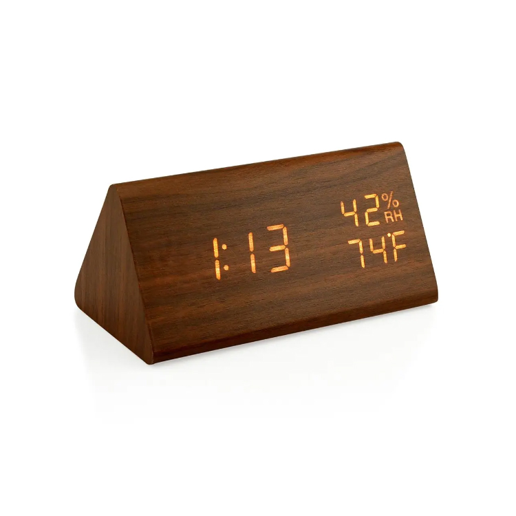 Home Decor Cube Portable Wooden Digital LED Alarm Clock