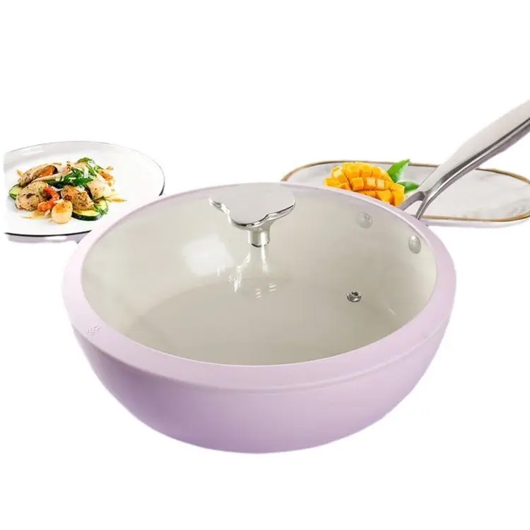 Lavender shell porselana wok cobblestone ceramic frying pan
