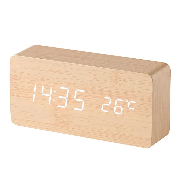 Mababang Presyo ng pagpapakita ng USB Wood LED Digital Table Clock