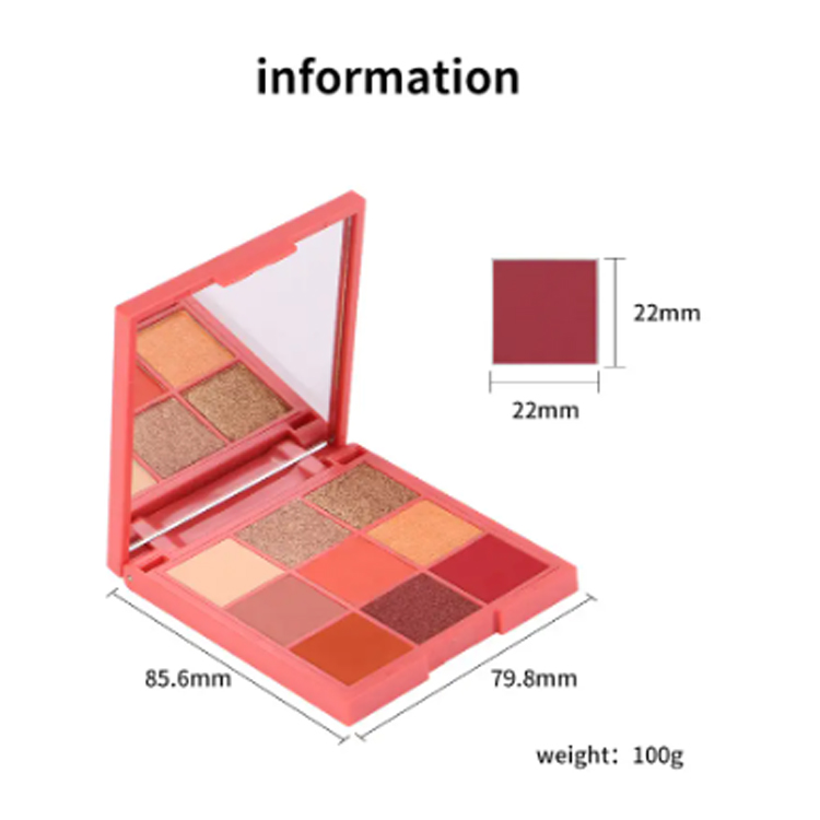 Makeup shimmer matte 9 color square eyeshadow palette