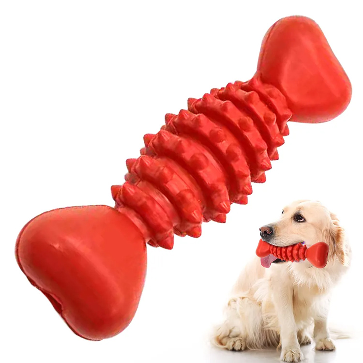 Likas na Rubber Bone Shape Teeth Paglilinis ng Dog Chew Laruang