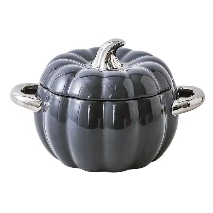 Ang mga bagong binuo na hugis na ceramic puting pumpkins bowls
