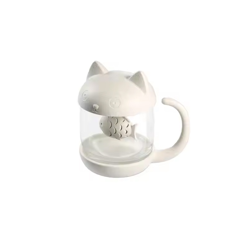 Ang tasa ng tsaa ng opisina na may mga infuser ng isda na may hugis ng pusa na hugis ng pusa