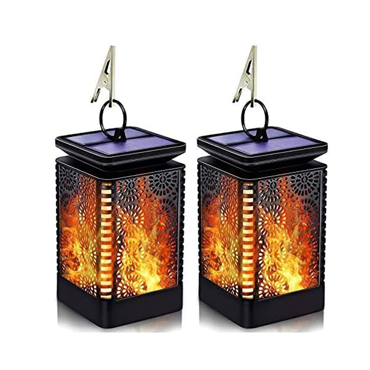 Outdoor Flickering Hanging Flame Lamp Solar Lantern Light