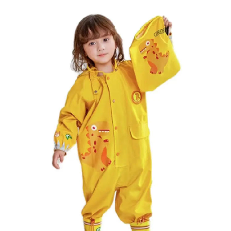 Panlabas na hindi tinatagusan ng tubig isang-piraso na cartoon dinosaur na mga bata ng rain coat