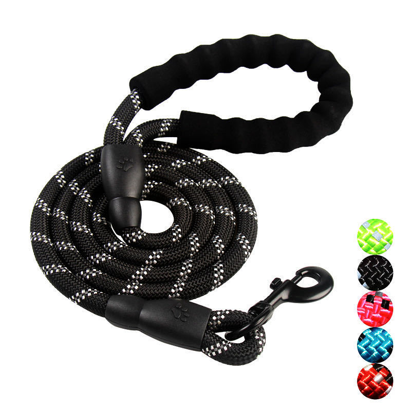 Padded Handle Reflective Threads Climbing Rope Dog Leash