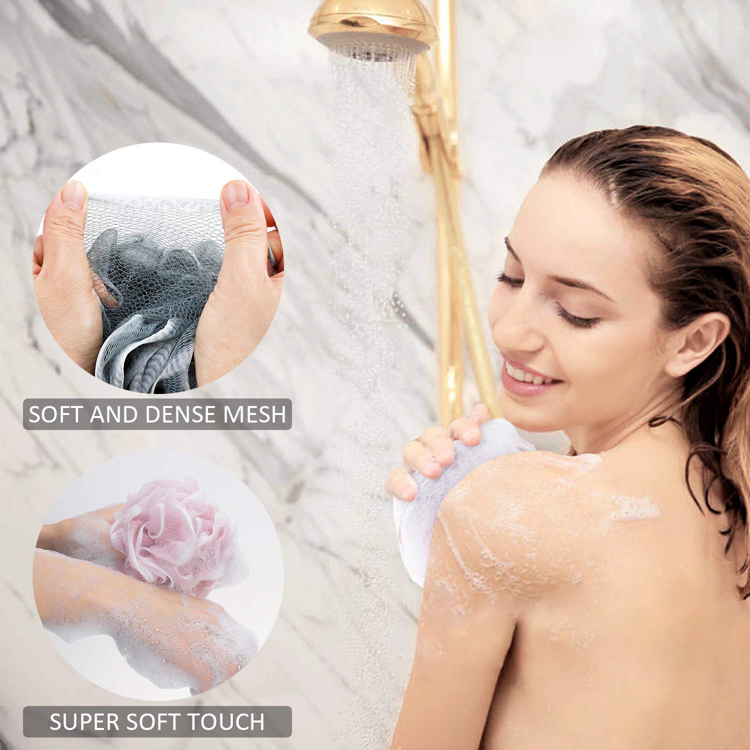 Mga Perpektong Mesh Body Scrubber Shower Sponge Loofah