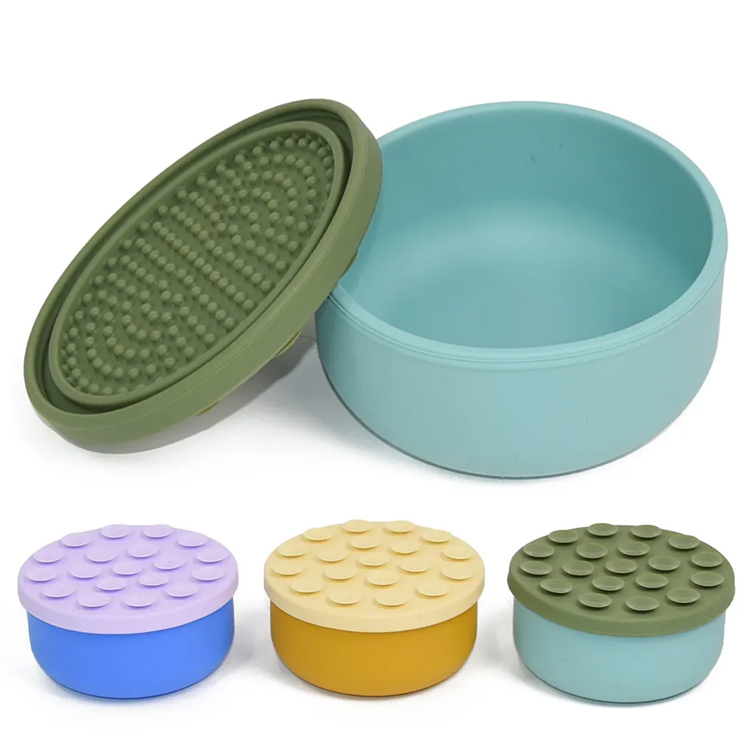 Portable dog bowl maraming kulay silicone mabagal na feeder dog bowl