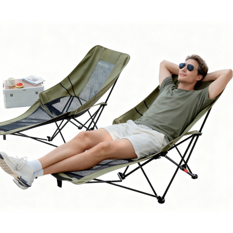 Portable High Back Folding Recliner Chair 3 Adjustable Leg