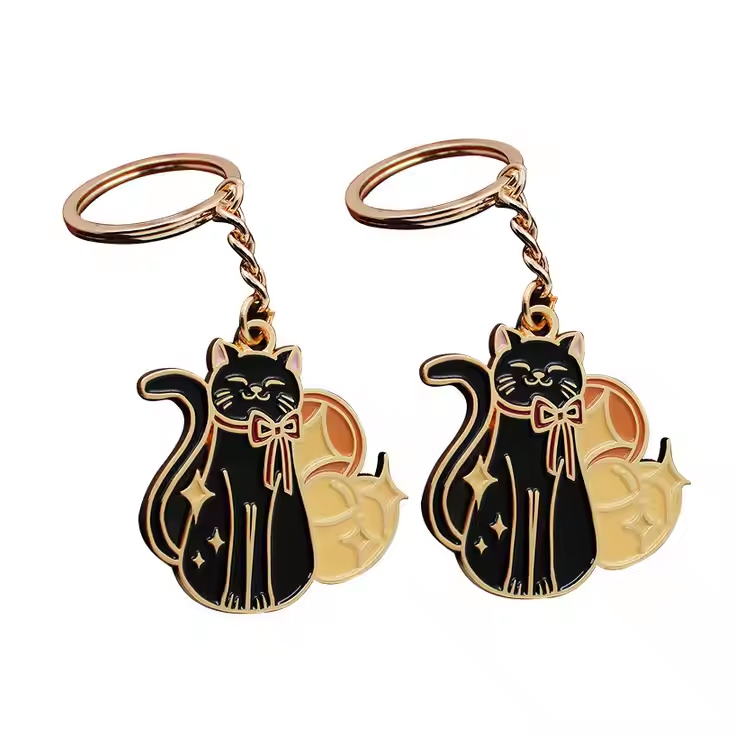 Premium soft enamel keychain makulay na makintab na metal keyrings