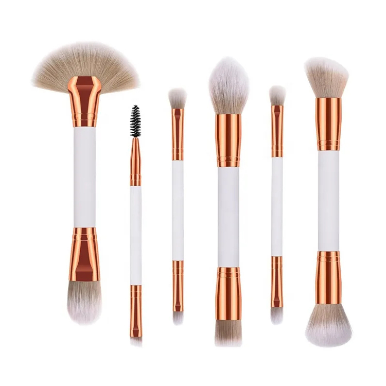 Propesyonal na 6pcs Double-Sided White Makeup Brush Set