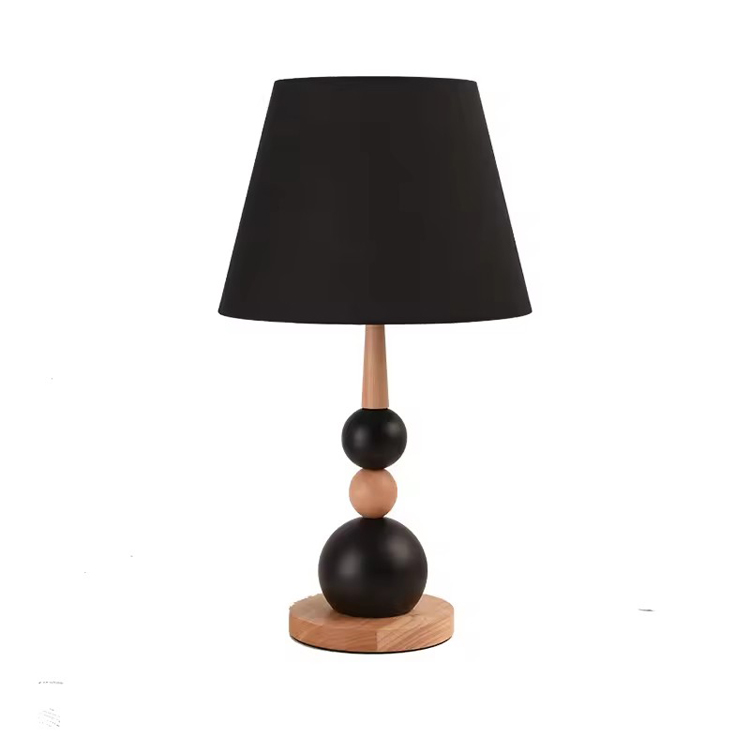 Simpleng Black Ball Retro Wood Bedside Minimal Table Lamp