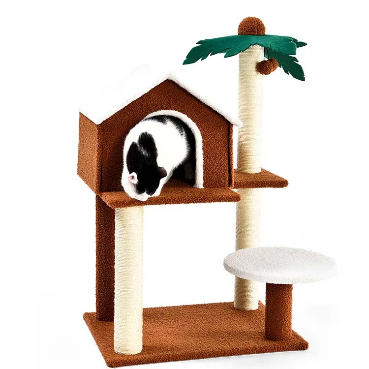 Sisal na natakpan ng mga poste na naka-scratching na mga naka-pad na platform ng pet house