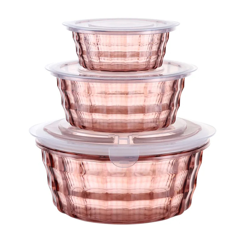 Stackable Nesting 3 Piece Plastic Round Food Container
