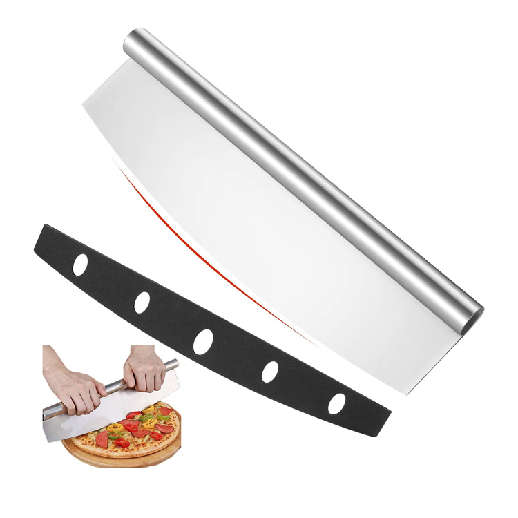 Stainless Steel Pizza Cutter Slicer na may Protective Cover