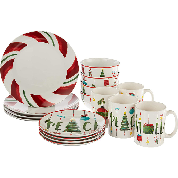 Stoneware Dinner Party Porcelain Holiday Dinnerware Set