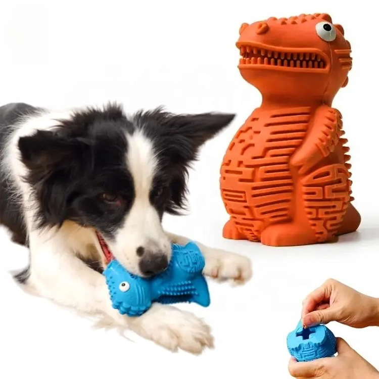 Matigas na fetch chew matibay goma dinosaur puzzle dog laruan