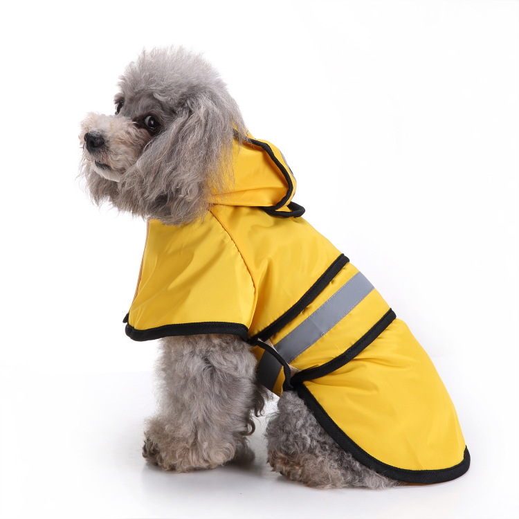 Hindi tinatagusan ng tubig na Reflective Hooded Pet Rain Jacket Dog Raincoat