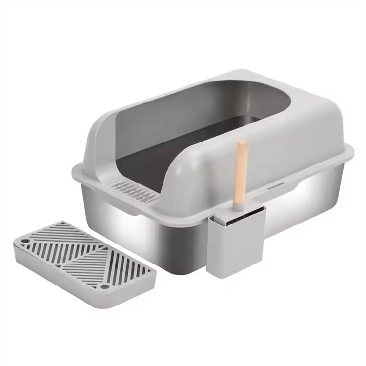 Xl malaking nakapaloob na kitty malinis na hindi kinakalawang na asero cat basura box